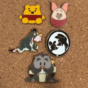 Disney Winnie the Pooh Character Pin Set - Yellow, Pink, Gray